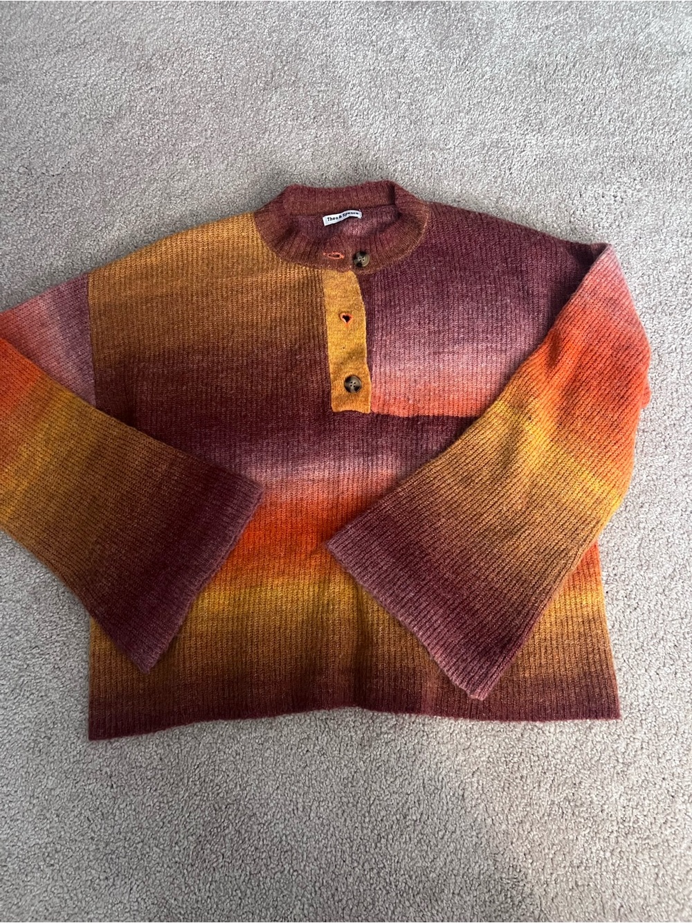Women's Gradient Ribbed Bell Sleeve Sweater - Multi-Color
